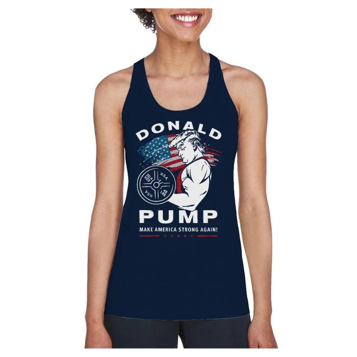 Donald Pump Make America Strong Again Women's Racerback Tank