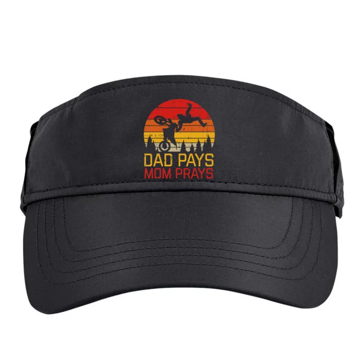 Dad Pays Mom Prays Dirt Bike Retro Motocross Adult Drive Performance Visor