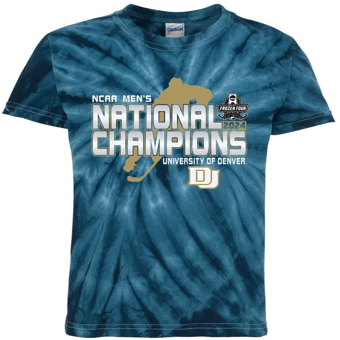 Denver Pioneers National Champs 2024 Hockey Red Kids Tie-Dye T-Shirt