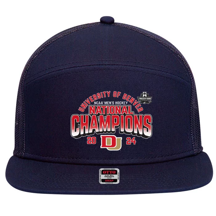 Denver Pioneers National Champs 2024 Hockey Sticks 7 Panel Mesh Trucker Snapback Hat