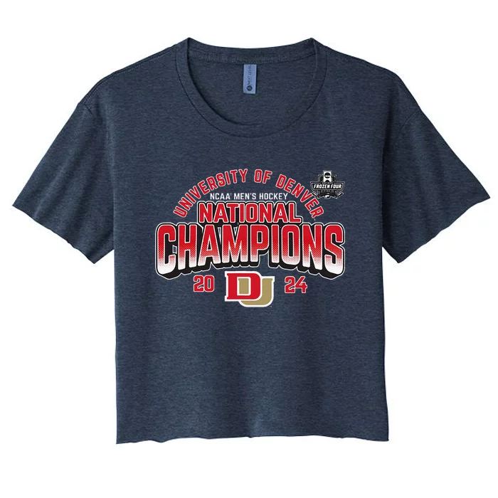 Denver Pioneers National Champs 2024 Hockey Sticks Women's Crop Top Tee