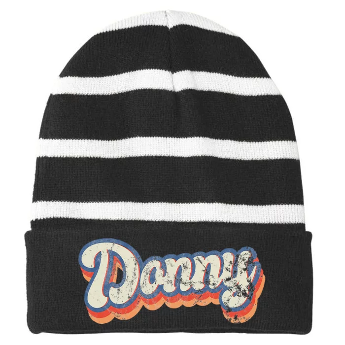 Donny Personalized Name Custom Lettering 70S Striped Beanie with Solid Band