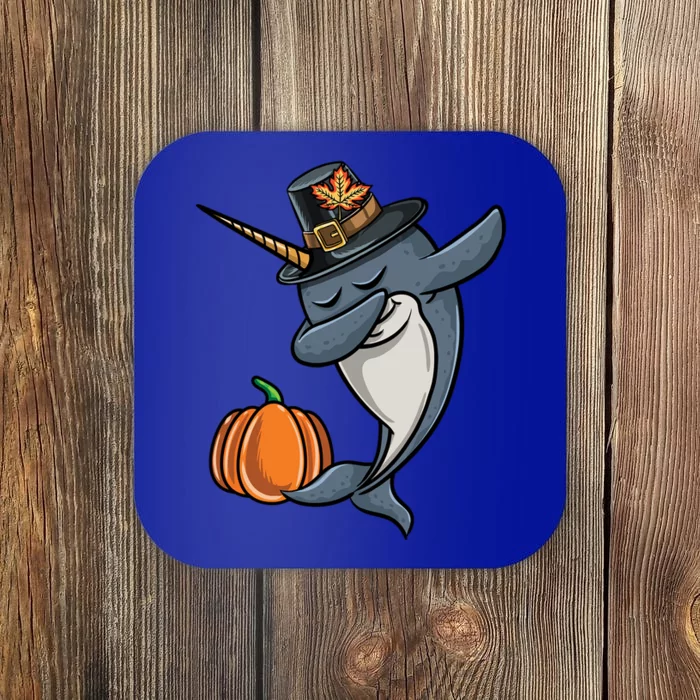 Dabbing Pilgrim Narwhal Thanksgiving Gift Coaster