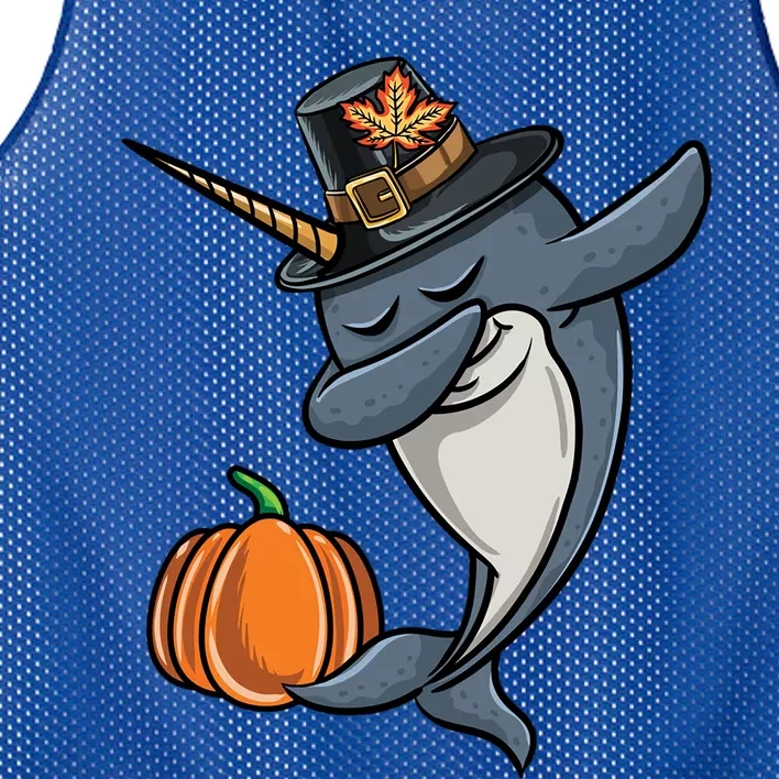 Dabbing Pilgrim Narwhal Thanksgiving Gift Mesh Reversible Basketball Jersey Tank