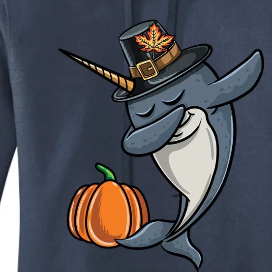 Dabbing Pilgrim Narwhal Thanksgiving Gift Women's Pullover Hoodie