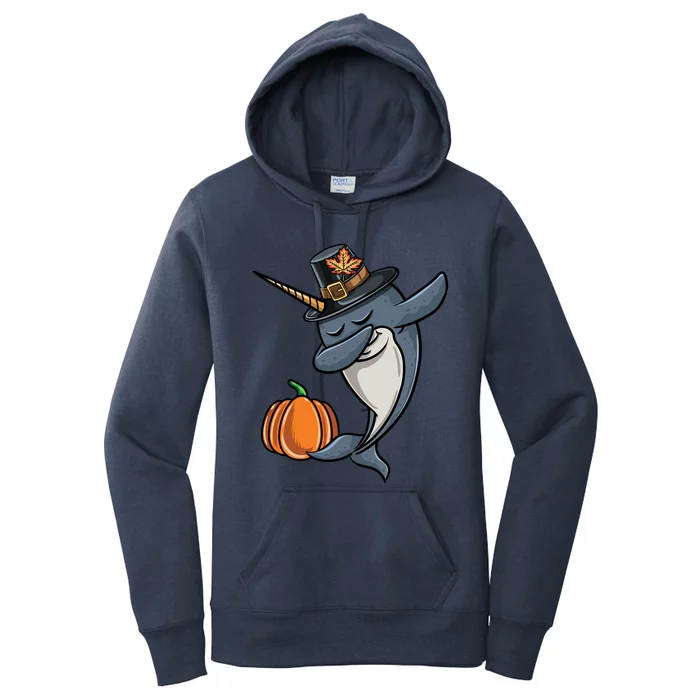 Dabbing Pilgrim Narwhal Thanksgiving Gift Women's Pullover Hoodie