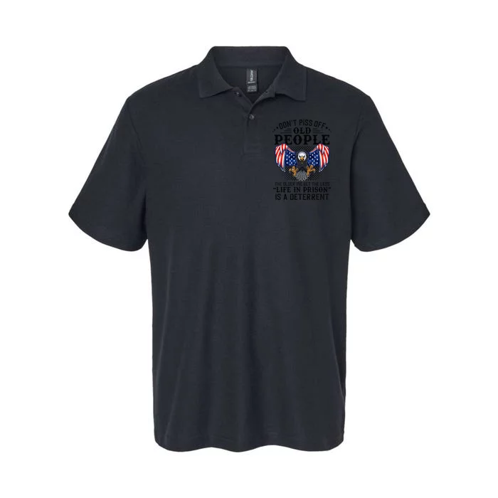 Don't Piss Off Old People The Older We Get Eagle & US Flag Softstyle Adult Sport Polo