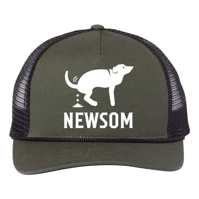 Dog Pooping On Gavin Newsom. Recall Gavin Newsom Retro Rope Trucker Hat Cap