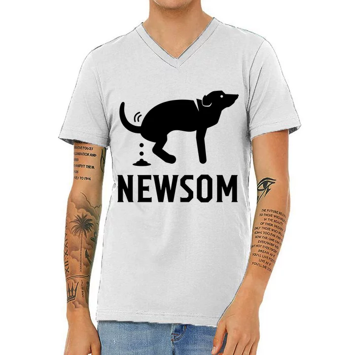 Dog Pooping On Gavin Newsom. Recall Gavin Newsom V-Neck T-Shirt