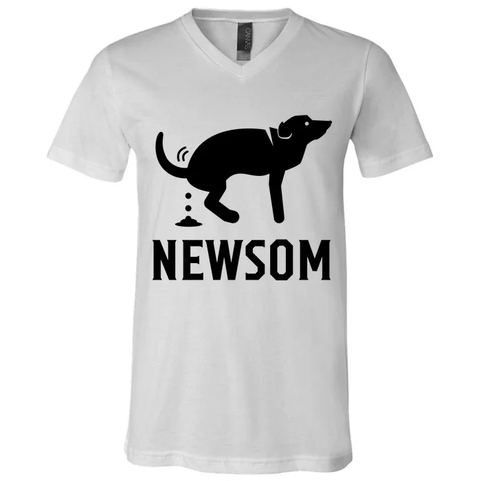 Dog Pooping On Gavin Newsom. Recall Gavin Newsom V-Neck T-Shirt