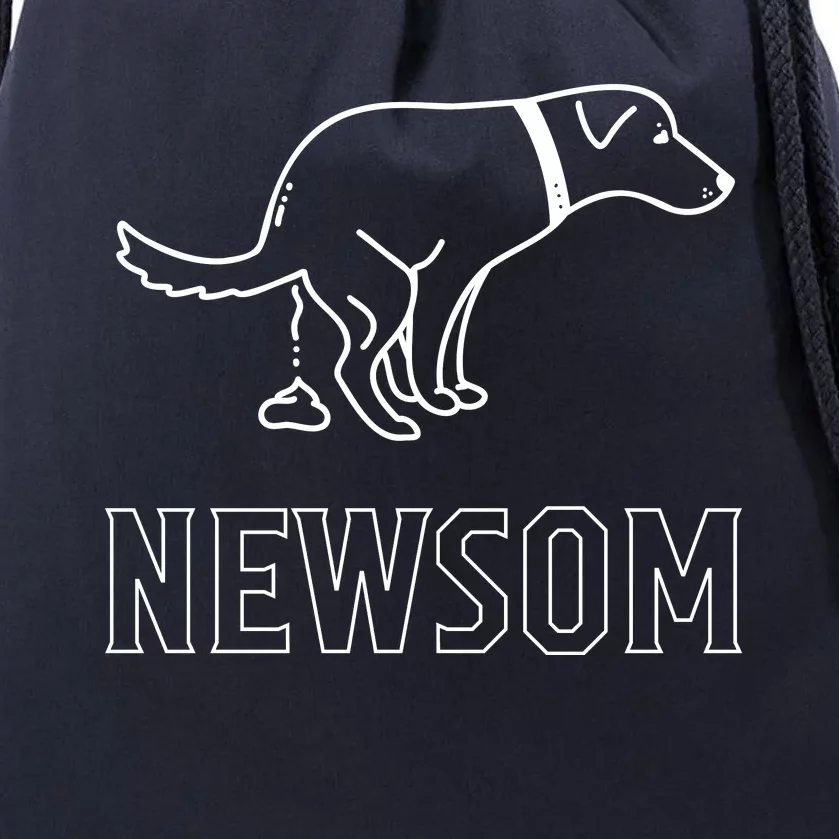 Dog Pooping On Gavin Newsom. Drawstring Bag