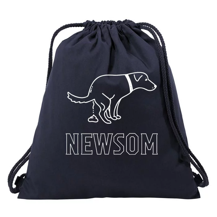 Dog Pooping On Gavin Newsom. Drawstring Bag