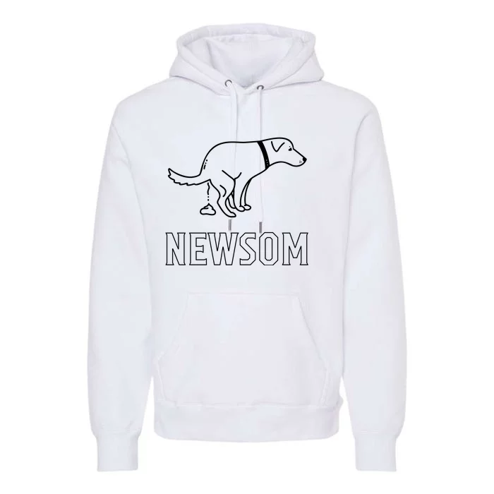 Dog Pooping On Gavin Newsom. Premium Hoodie