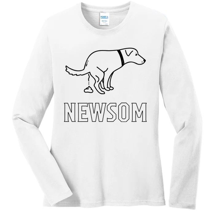 Dog Pooping On Gavin Newsom. Ladies Long Sleeve Shirt