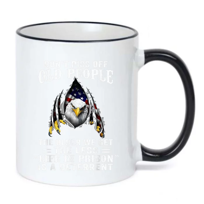 Don't Piss Off Old People The Older We Get Eagle & US Flag Black Color Changing Mug