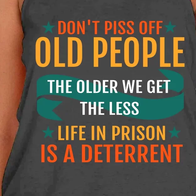 Dont Piss Off Old People Women's Knotted Racerback Tank