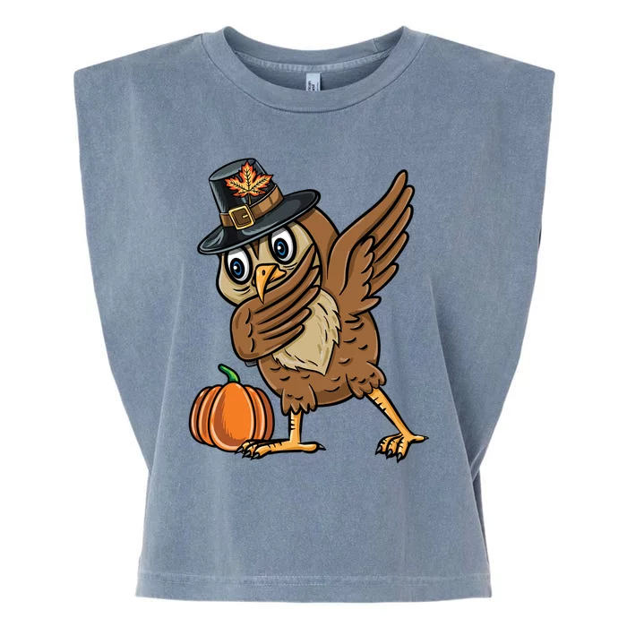 Dabbing Pilgrim Owl Thanksgiving Cool Gift Garment-Dyed Women's Muscle Tee