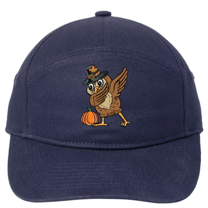 Dabbing Pilgrim Owl Thanksgiving Cool Gift 7-Panel Snapback Hat