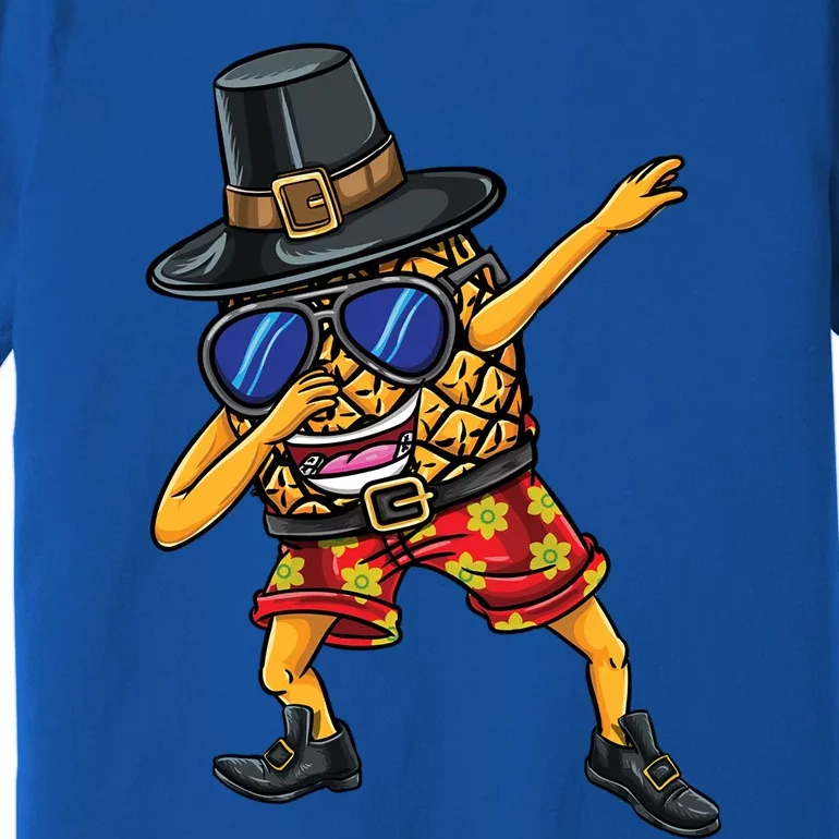 Dabbing Pilgrim Pineapple Thanksgiving Funny Gift Premium T-Shirt