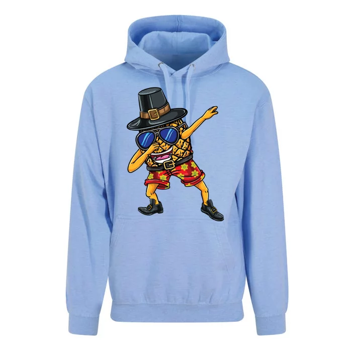 Dabbing Pilgrim Pineapple Thanksgiving Funny Gift Unisex Surf Hoodie