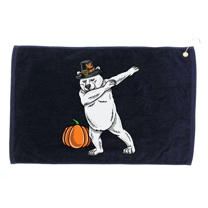 Dabbing Pilgrim Polar Bear Thanksgiving Gift Grommeted Golf Towel