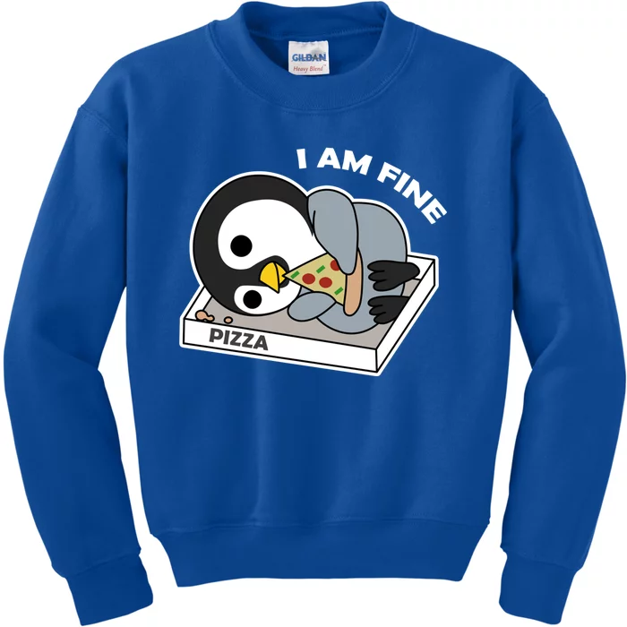 Depressed Pizza Penguin Great Gift I Am Fine Gift Kids Sweatshirt