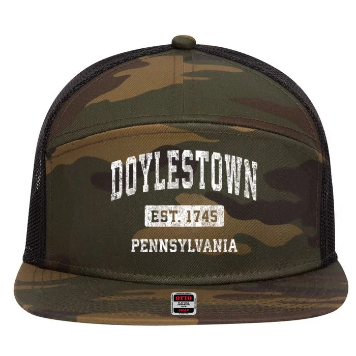 Doylestown Pennsylvania Pa Vintage Established Sports Design 7 Panel Mesh Trucker Snapback Hat