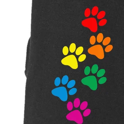 Dog Paw Print Dog Pride Rainbow Dog Doggie 3-End Fleece Hoodie