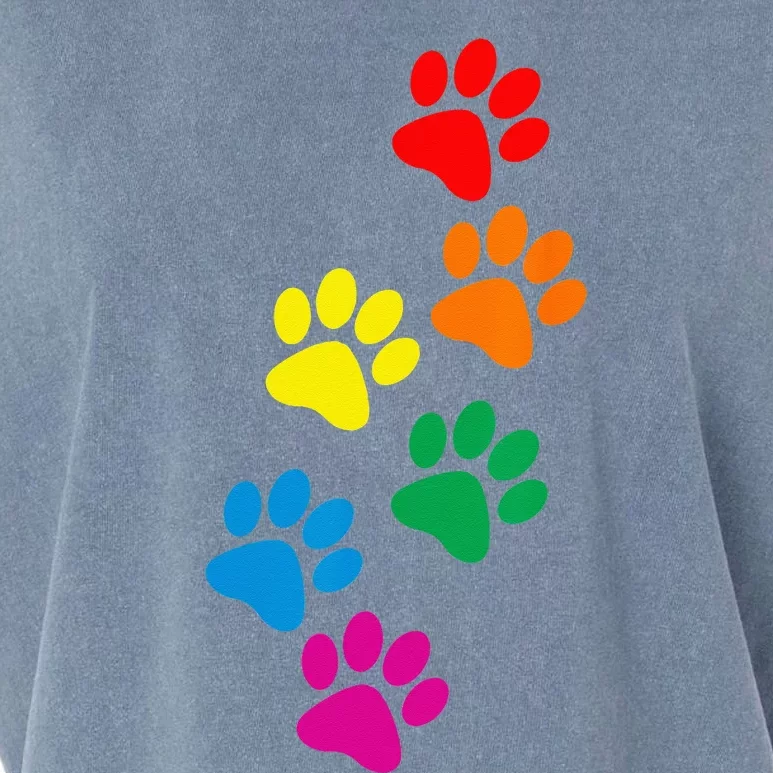 Dog Paw Print Dog Pride Rainbow Dog Garment-Dyed Women's Muscle Tee