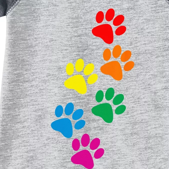 Dog Paw Print Dog Pride Rainbow Dog Infant Baby Jersey Bodysuit