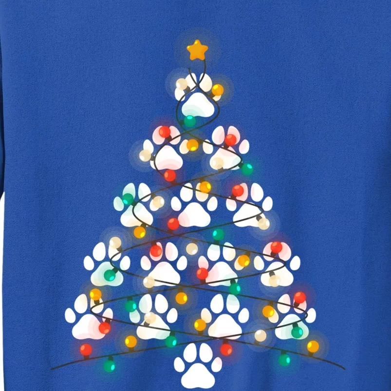 Dog Paw Print Puppy Christmas Tree Lights Cool Xmas Dogs Gift Sweatshirt