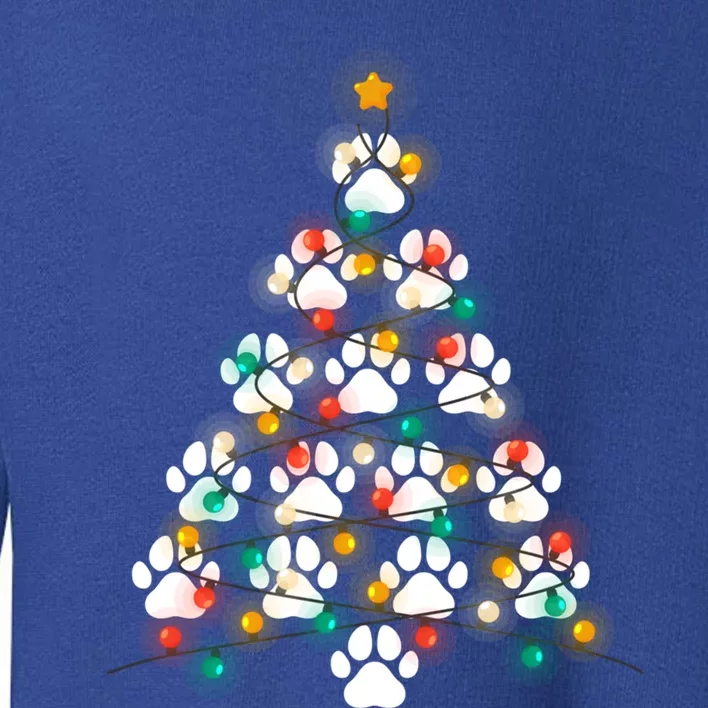 Dog Paw Print Puppy Christmas Tree Lights Cool Xmas Dogs Gift Toddler Sweatshirt