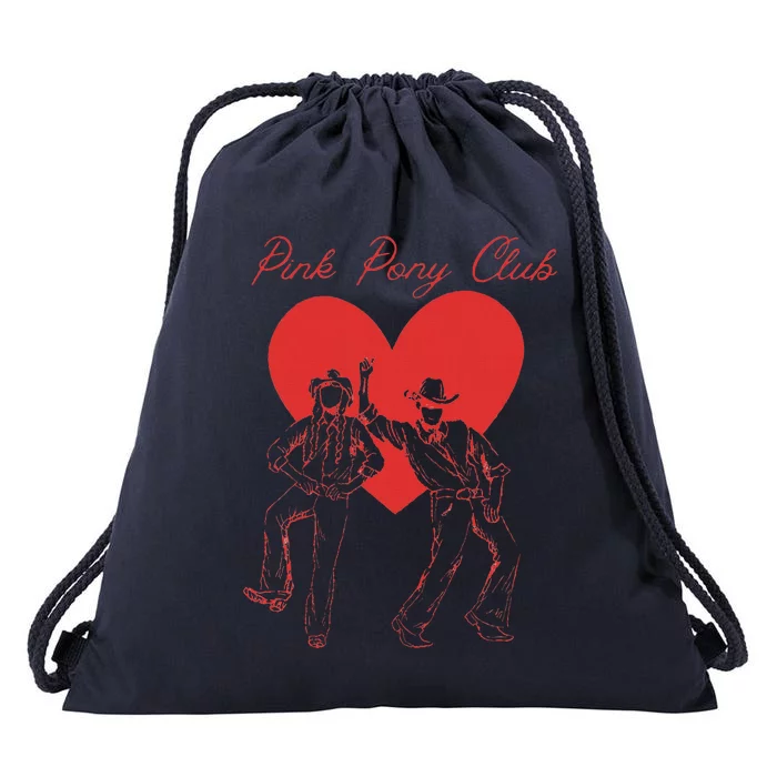 Dancing Pink Pony Club C.R Western Drawstring Bag