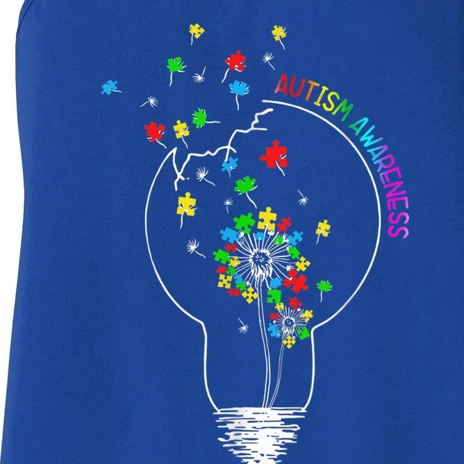 Dandelion Puzzle Pieces Autism Awareness Shirt  Wo Women's Racerback Tank