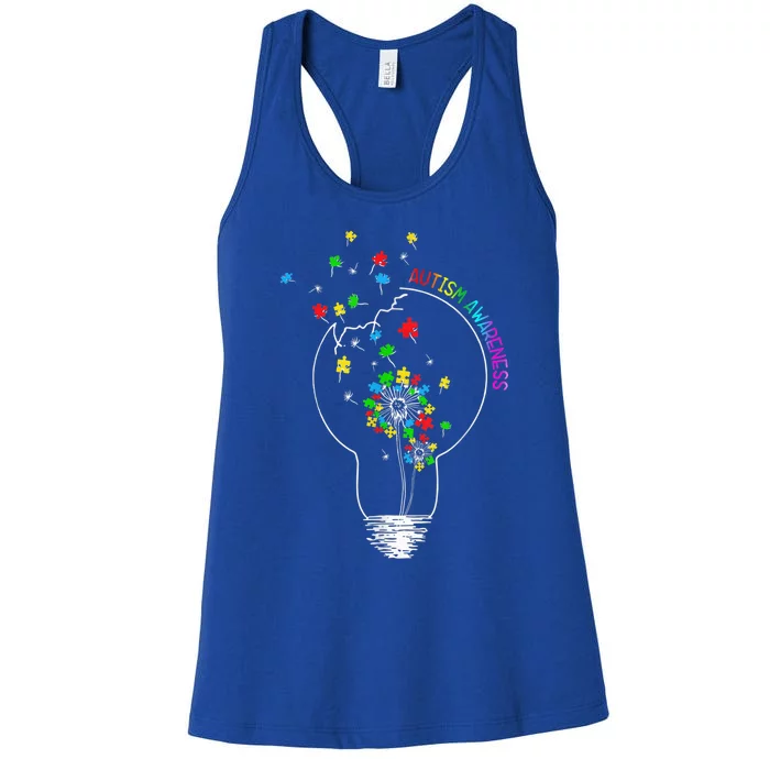 Dandelion Puzzle Pieces Autism Awareness Shirt  Wo Women's Racerback Tank