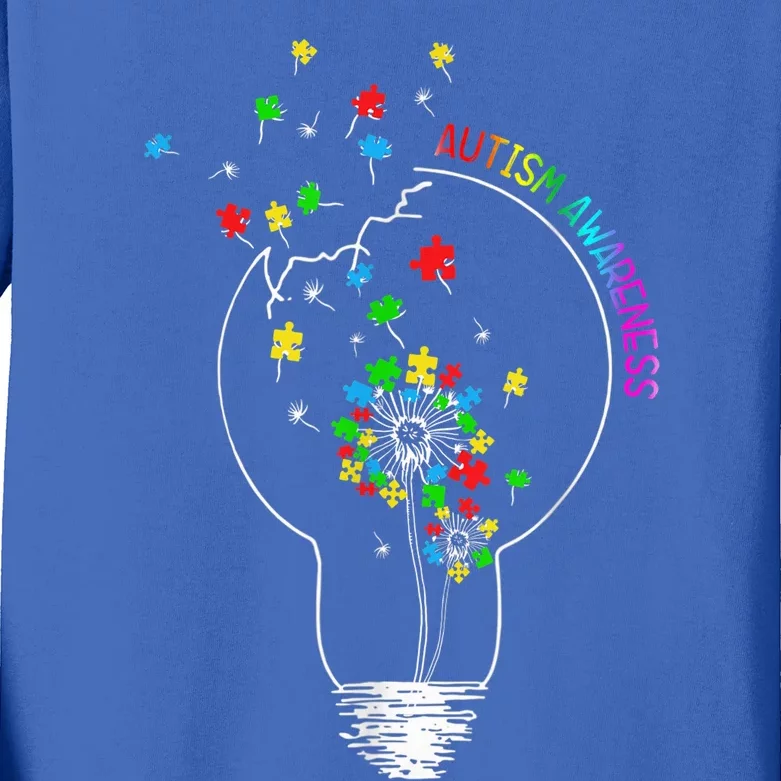 Dandelion Puzzle Pieces Autism Awareness Shirt  Wo Kids Long Sleeve Shirt