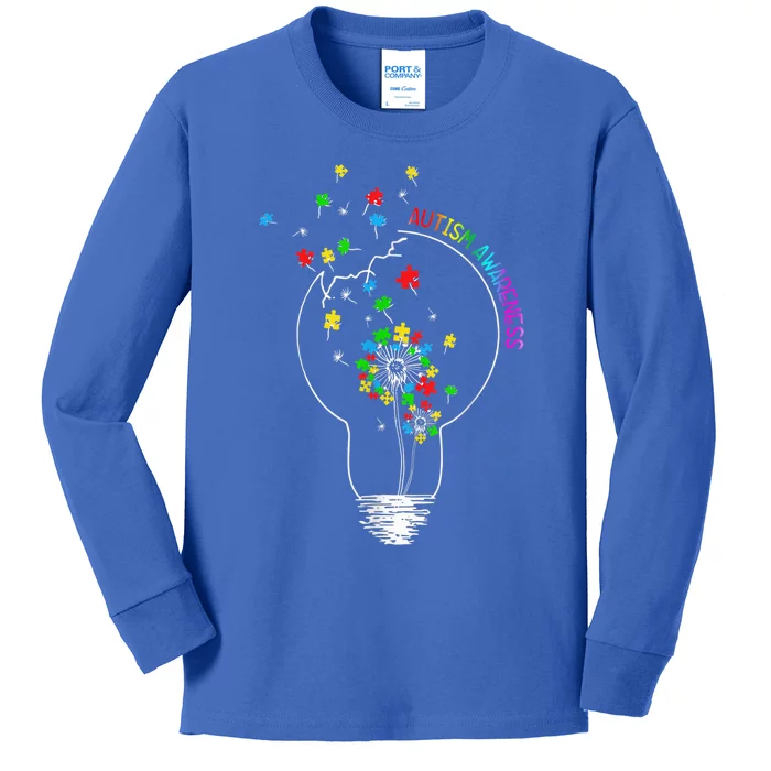 Dandelion Puzzle Pieces Autism Awareness Shirt  Wo Kids Long Sleeve Shirt