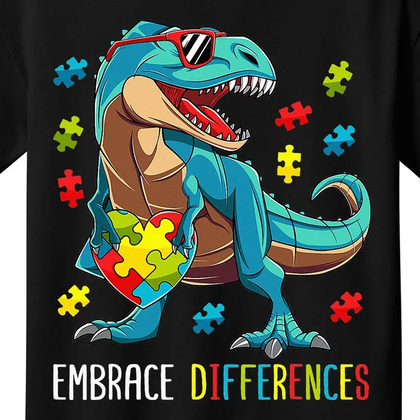 Dinosaur Puzzle Piece Autism Awareness For Men Kids T-Shirt