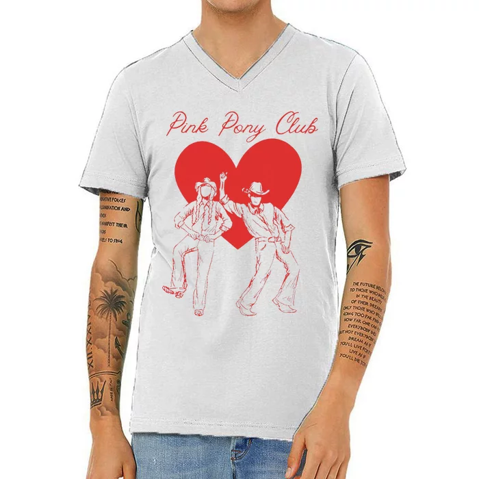 Dancing Pink Pony Club C.R Western V-Neck T-Shirt