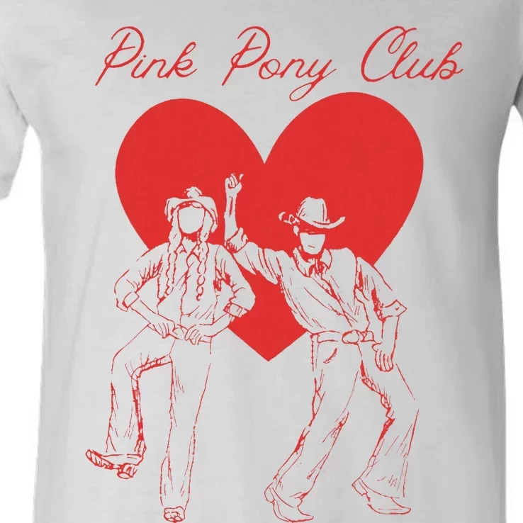 Dancing Pink Pony Club C.R Western V-Neck T-Shirt