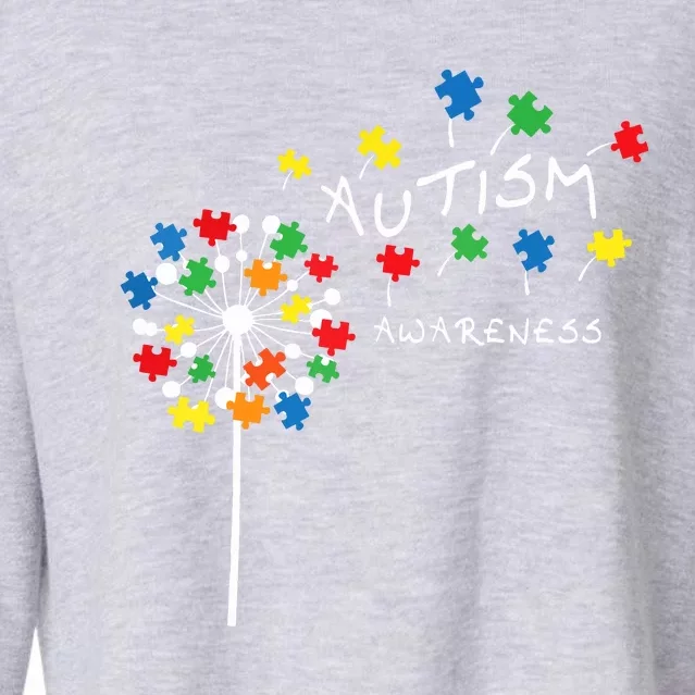 Dandelion Puzzle Piece Cool Autism Awareness Gift Cropped Pullover Crew