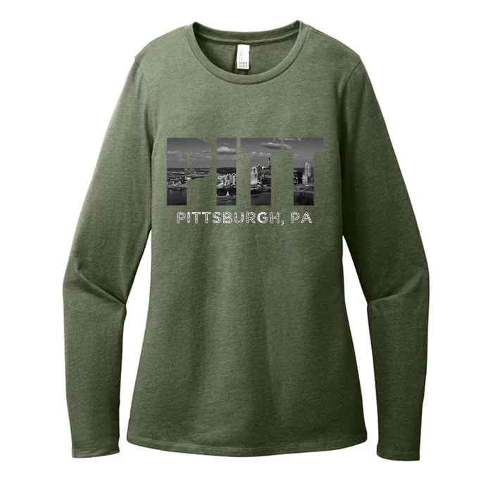 Downtown Pitt Pa Steel City Of Pittsburgh Skyline Womens CVC Long Sleeve Shirt