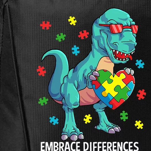 Dinosaur Puzzle Piece Autism Awareness Embrace Differences City Backpack