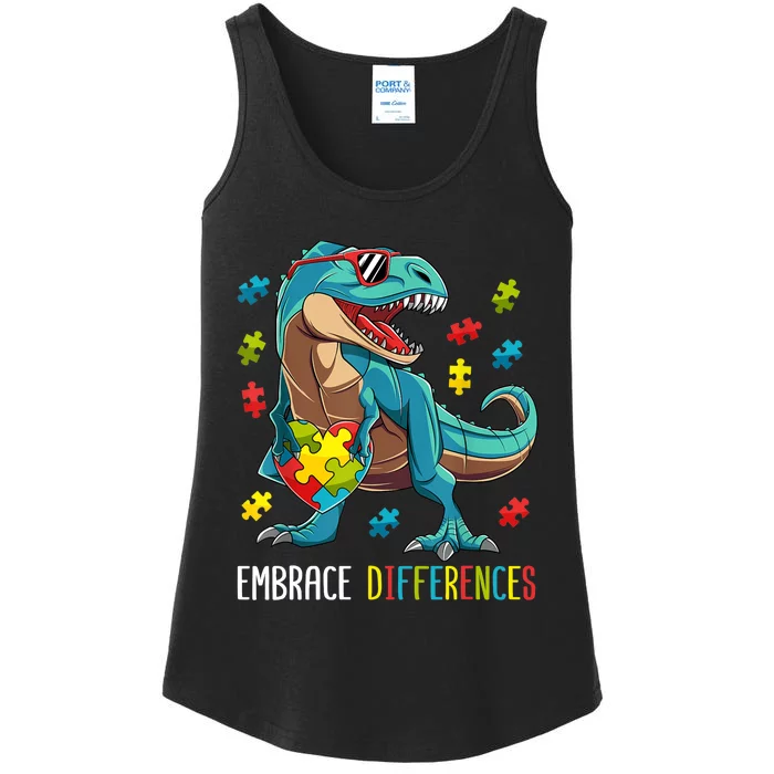 Dinosaur Puzzle Piece Autism Awareness For Boy Ladies Essential Tank