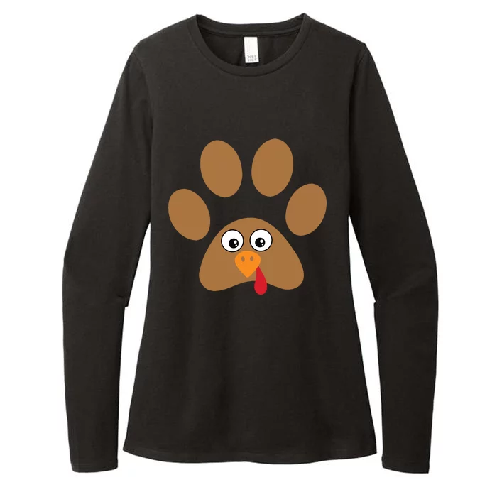 Dog Paw Print Thanksgiving Turkey Womens CVC Long Sleeve Shirt