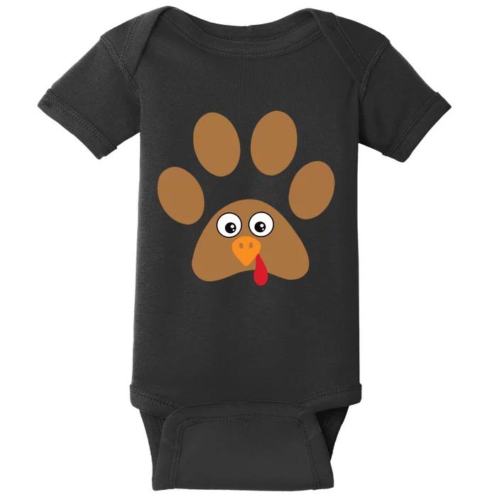 Dog Paw Print Thanksgiving Turkey Baby Bodysuit