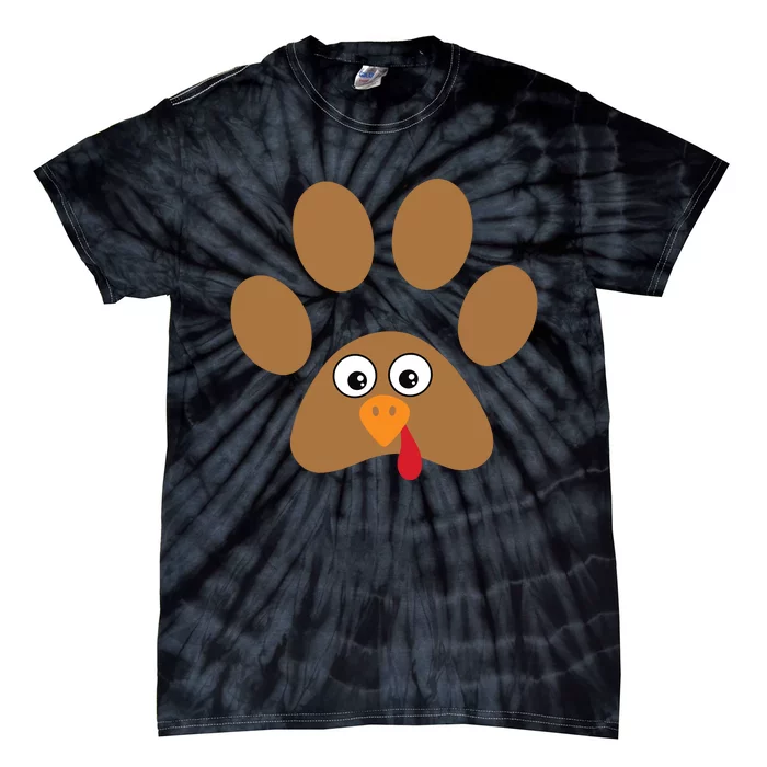 Dog Paw Print Thanksgiving Turkey Tie-Dye T-Shirt