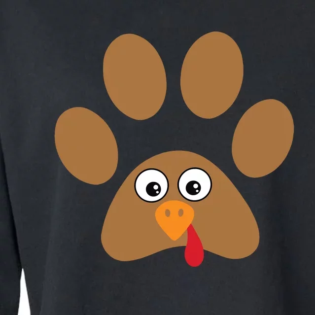 Dog Paw Print Thanksgiving Turkey Cropped Pullover Crew