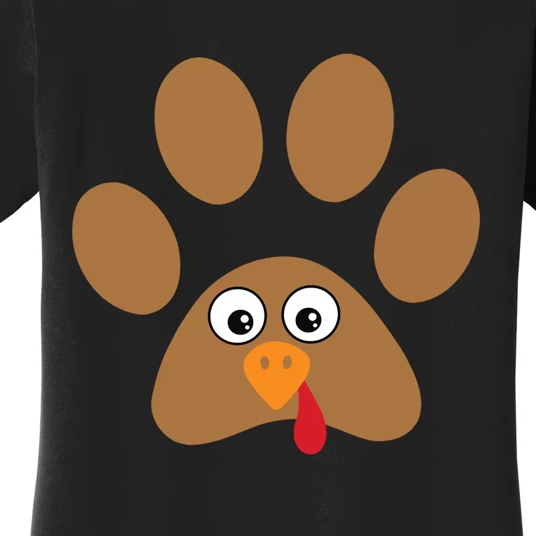 Dog Paw Print Thanksgiving Turkey Women's T-Shirt