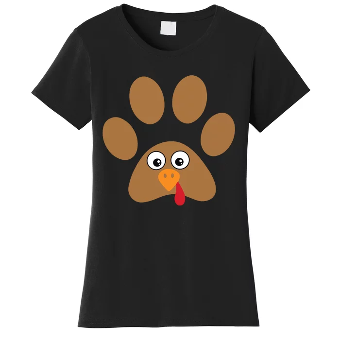 Dog Paw Print Thanksgiving Turkey Women's T-Shirt